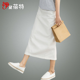 牛仔半身裙女中长款韩版修身白色复古牛仔裙包臀裙2016夏薄新款潮
