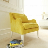 黄色单人沙发椅子实木软包 样板房设计师家具 北欧休闲椅ikea简约