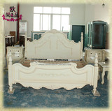 欧式2002仿古彩绘实木双人床美式地中海做旧手绘实木卧室雕刻家具