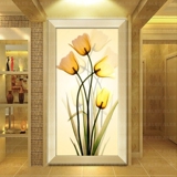 玄关装饰画过道走廊竖版简欧挂画简约现代抽象画花卉纯手绘油画