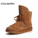 koolaburra2015新款雪地靴女短靴真皮系带冬季女靴子平跟加绒女鞋