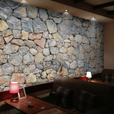简约现代3D立体石头纹大型壁画咖啡室餐厅客厅沙发墙纸壁纸背景墙