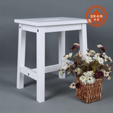 出口简约现代白色实木凳子欧式创意餐凳宜家休闲凳吧凳梳妆方凳