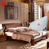 和购家具新中式床橡胶木床成人单人床双人床1.5米实木床大床W9101