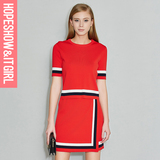 红袖2016春装新款 时尚修身美穿针织裙装套装 E6102T001