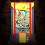 藏传阁 藏传佛教财宝天王唐卡画尼泊尔刺绣画织锦财神像密宗挂画