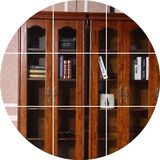 香樟木欧式全实木书柜书架二门三门自由组合美式纯实木书橱带玻璃