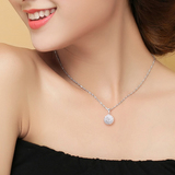 周六福珠宝S925纯银项链闪亮满钻圆球吊坠韩版时尚银饰品