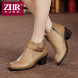 ZHR2016春秋季新款粗跟短靴高跟英伦女靴厚底女鞋复古切尔西靴子