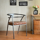 美式铁艺餐椅咖啡厅桌椅 电脑椅软包圈椅沙发椅 复古休闲酒吧椅子