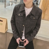 2016春装男士韩版修身潮流格子外套日系短款外衣休闲复古学生夹克