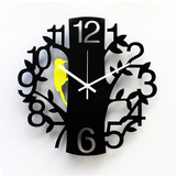 包邮艺术挂钟静音时尚创意客厅钟表14英寸数字钟啄木鸟时钟石英钟