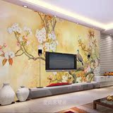 中式墙纸3d无纺布壁纸客厅卧室电视背景墙布壁纸大型壁画手绘花鸟