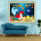 5D水晶蓝色世界卡通系列美人鱼最新款十字绣客厅圆钻石画3d贴钻绣