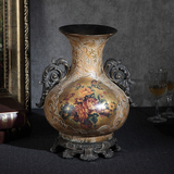 欧式陶瓷复古花瓶 台面摆件美式花瓶花插 奢华家居客厅餐桌装饰品