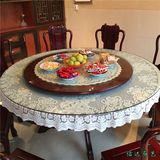 圆桌桌布转盘台布折叠两用桌布艺圆形大小圆桌布田园欧式复古牡丹