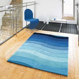 简约时尚地中海蓝色手工腈纶地毯客厅卧室满铺茶几床边地毯定制