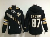 NHL冰球服2015新款卫衣PENGUINS企鹅队87号CROSBY女子连帽衫黑色