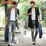 春夏季韩版男士风衣 韩国修身薄款中长款男装开衫披风衣服外套潮