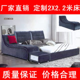 榻榻米实木布艺婚床休闲床大床双人床1.8米2米2.2米特价2.3米2.4