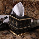 欧式方形高档纸巾盒装饰树脂抽纸盒 奢华复古卷纸盒客厅餐桌摆件