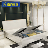 南方家私 现代亮光板式高箱大床1.5 1.8米双人床烤漆床卧室储物床