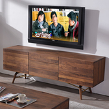 北美胡桃木 全实木 电视柜  黄铜管支架 电视柜 茶几组合 电视柜