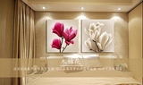 客厅装饰画现代简约无框画水晶画三联客厅木棉花壁画墙画花卉组合