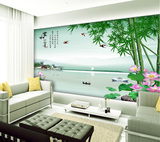 无缝中式壁画 山水竹子客厅电视背景墙纸 3d立体卧室壁纸家和富贵