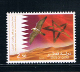 WA0223卡塔尔2012与摩洛哥联发国旗沙漠邮票1全新0831