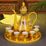 景德镇陶瓷器古典中式黄釉骨瓷白酒酒具套装酒壶小酒杯酒盅酒器