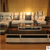 爵氏 客厅家具组合 现代布艺沙发大理石茶几理石面电视柜