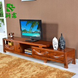 新中式实木电视柜组合客厅现代简约伸缩储物地柜小户型水曲柳家具