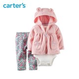 Carters 女婴儿三件套装 长袖外套连体衣长裤子童装秋冬装121G075