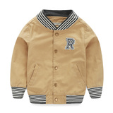 童装外贸2016春款新品男童条纹贴布棒球服 儿童休闲外套夹克