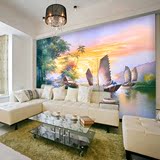 现代简约大型壁画壁纸墙纸电视卧室客厅沙发背景墙油画海上帆船