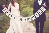 纸质 JUSTMARRIED 婚礼创意拍照道具 婚纱摄影道具 迎宾拍照拉花