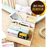 韩版咖啡蛋糕主题桌面收纳盒/DIY折叠化妆品收纳箱 杂物收纳整理