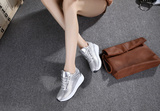 夏新款女鞋银色镂空松糕厚底鞋网眼运动鞋内增高休闲洞洞鞋潮白色
