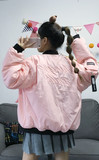 2016春秋新款原创设计薄款字母粉色少女透明口袋潮款棒球夹克外套