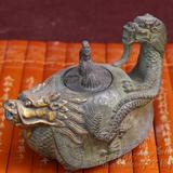 古玩杂项铜器摆件仿古纯铜茶壶水壶酒壶收藏铜艺术品铜摆件龙龟壶