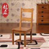 龙森 现代简约实木餐椅 白橡木餐桌椅休闲椅子北欧家具