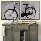 美式纯手绘油画现代家居装饰画油画客厅装饰画挂画大幅壁画自行车