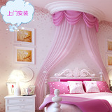 韩国浪漫满屋婚房 温馨樱花粉红色公主房卧室立体3d墙纸 AB壁纸