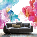 定制大型3D立体无缝墙布壁画 彩色泼墨电视沙发背景墙纸油墨花卉