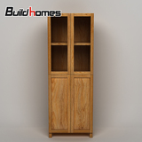 筑家新中式简约四门储物柜全实木打造简约书柜老榆木四门窄柜