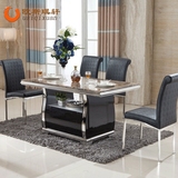 欧式餐桌椅组合6人大理石餐桌椅不锈钢长方形 简约饭桌小户型新款