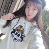 新款韩版pancoat duck女加绒长袖宽松棒球服学院风字母学生卫衣