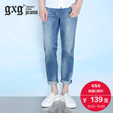 特惠 gxg.jeans男装新款夏装裤子潮修身蓝色小脚牛仔裤#42605243