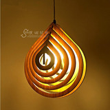 实木水滴吊灯设计师艺术创意灯具餐厅客厅个性简约单头实木制吊灯